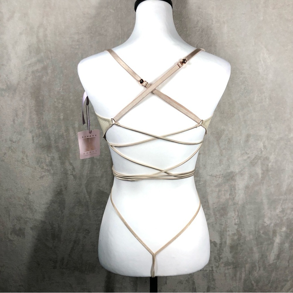 Savage x Fenty Gathered Mesh Strappy Teddy Size XL Iridescent Sunset Sexy 70s - Picture 4 of 7